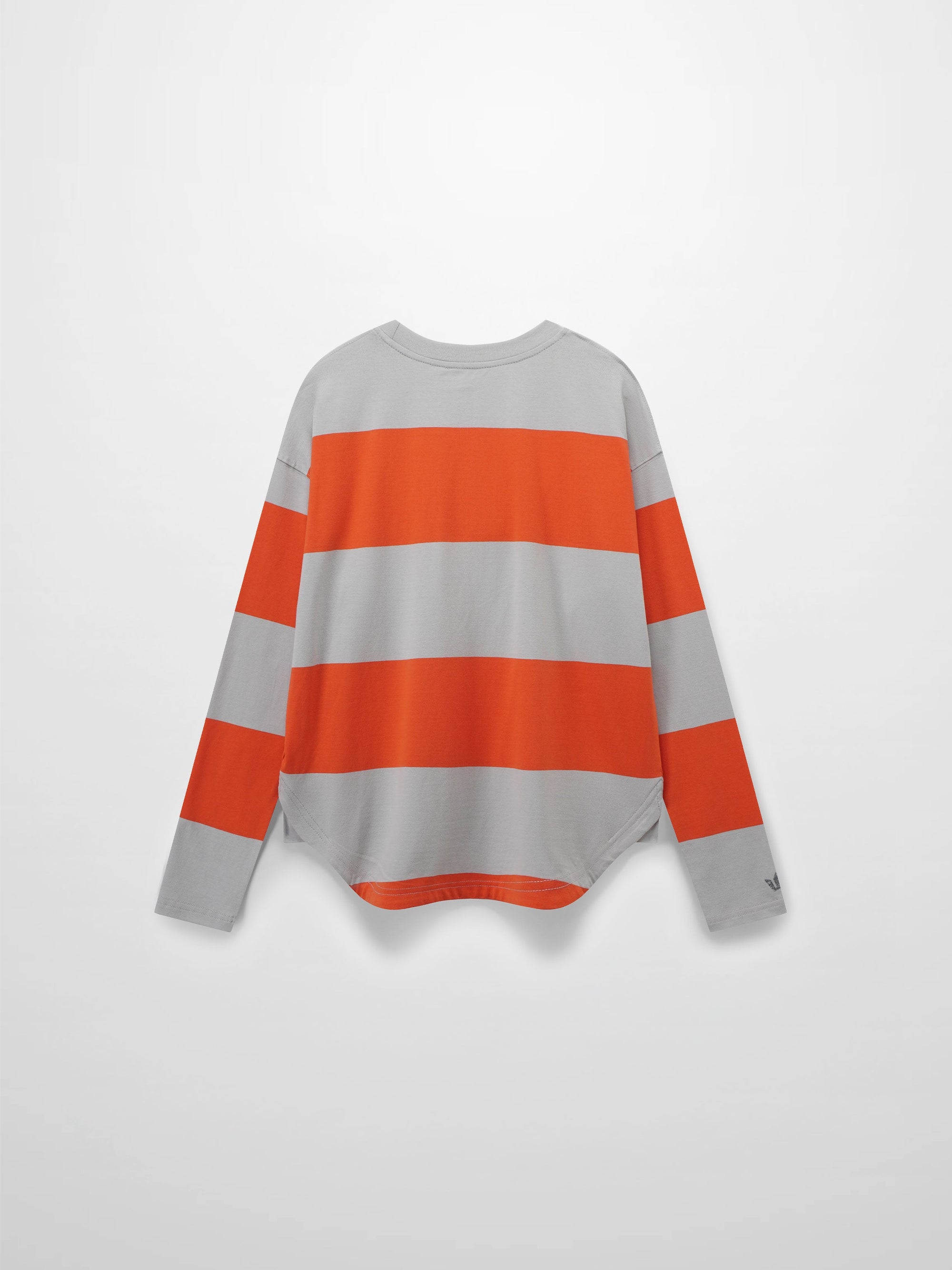 Oversized Rounded Hem T-Shirt-Grey/Orange-1