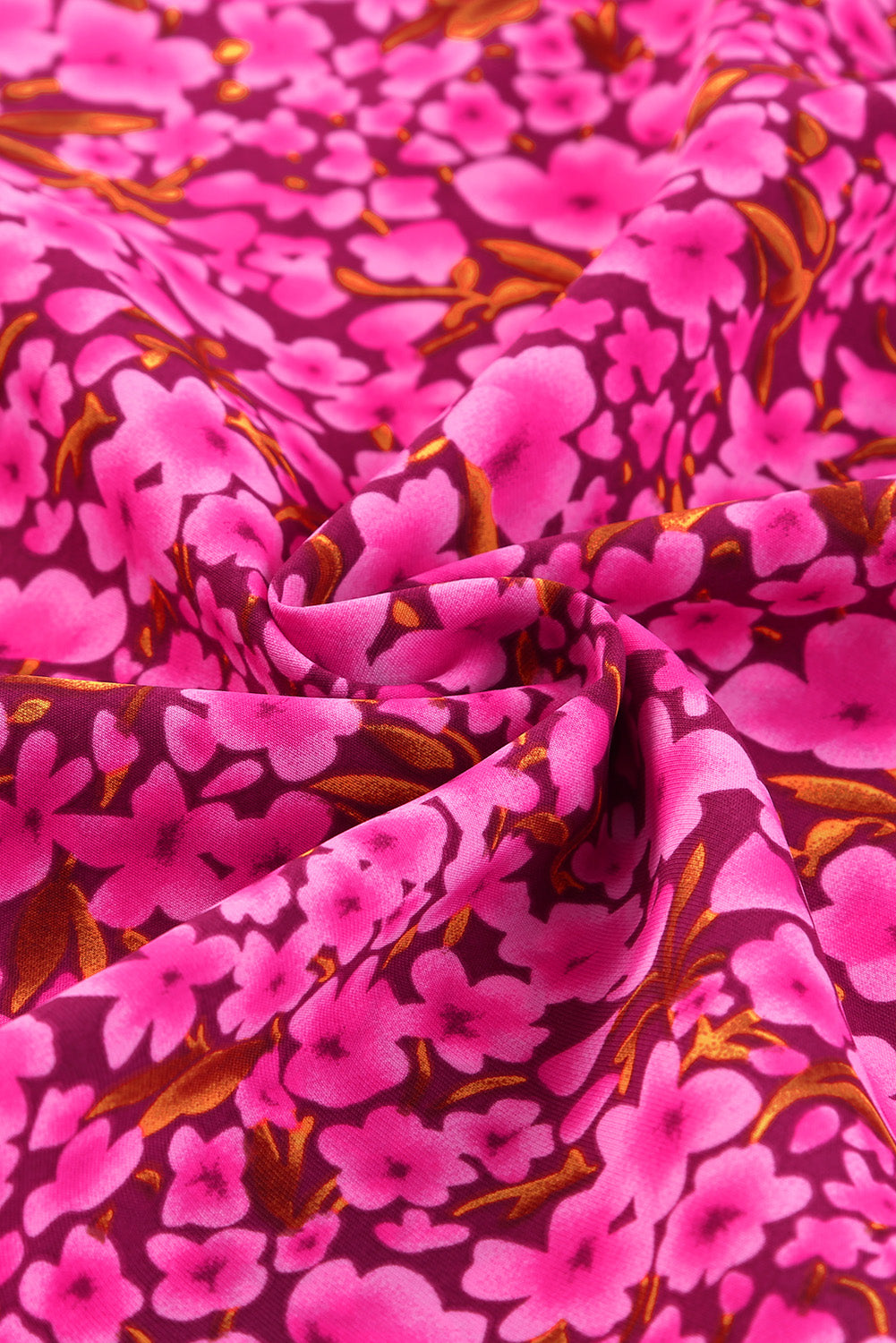 Rose Floral Print Ruffle Sleeve Plus Size Shift Top