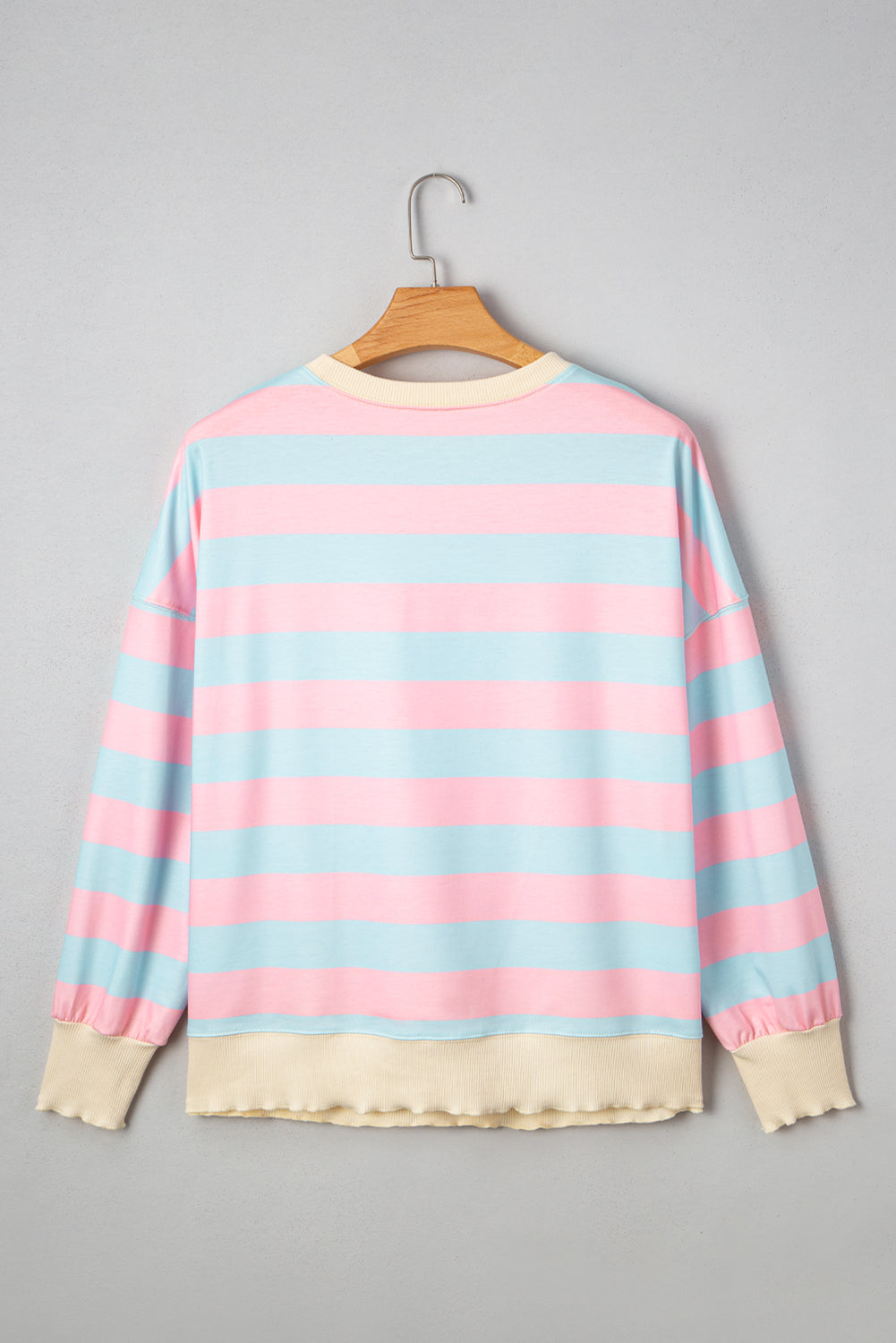 Sky Blue Stripe Colorblock Plus Size Sweatshirt