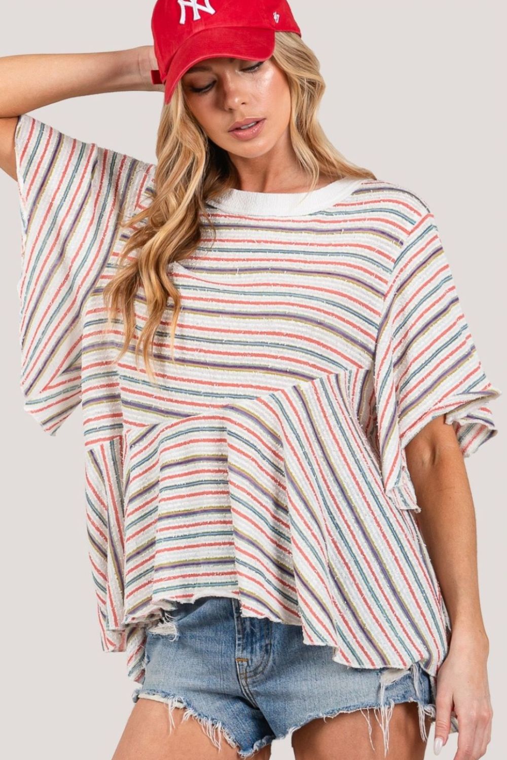 SAGE + FIG Full Size Round Neck Stripe Top-0