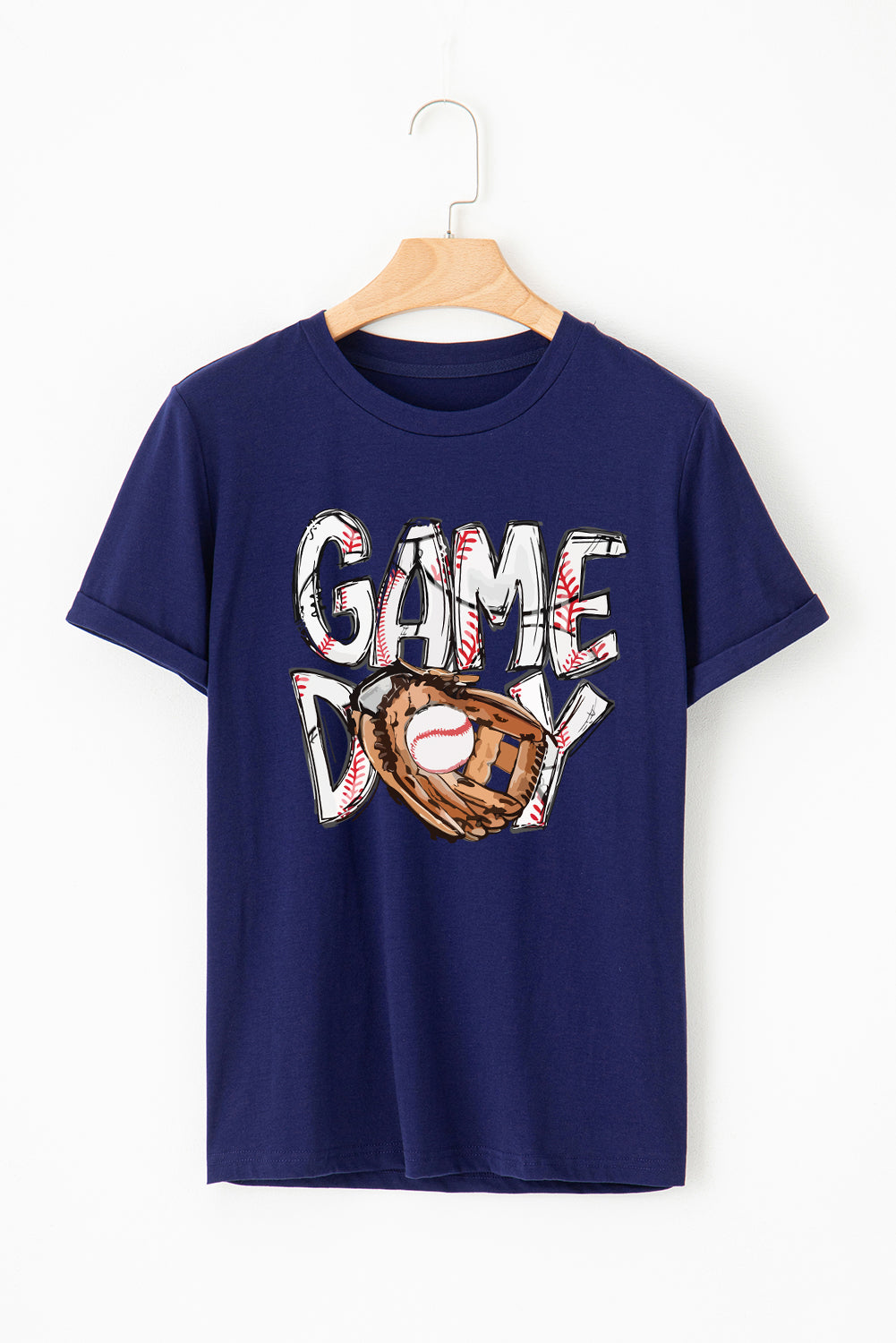Blue GAMY DAY Baseball Crewneck T Shirt