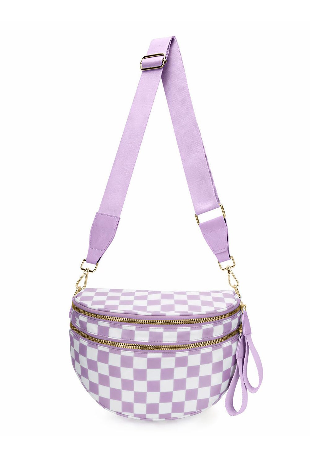 Phalaenopsis Checkered Print Wide Strap Large Crossbody Bag