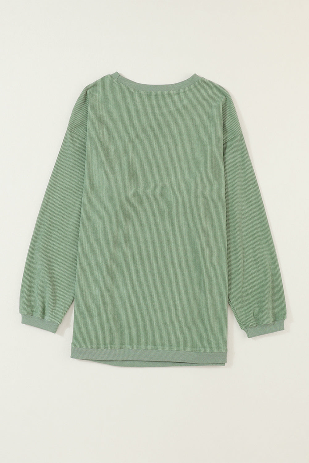 Grass Green Rib Knit Drop Shoulder Oversized Sweatshirt
