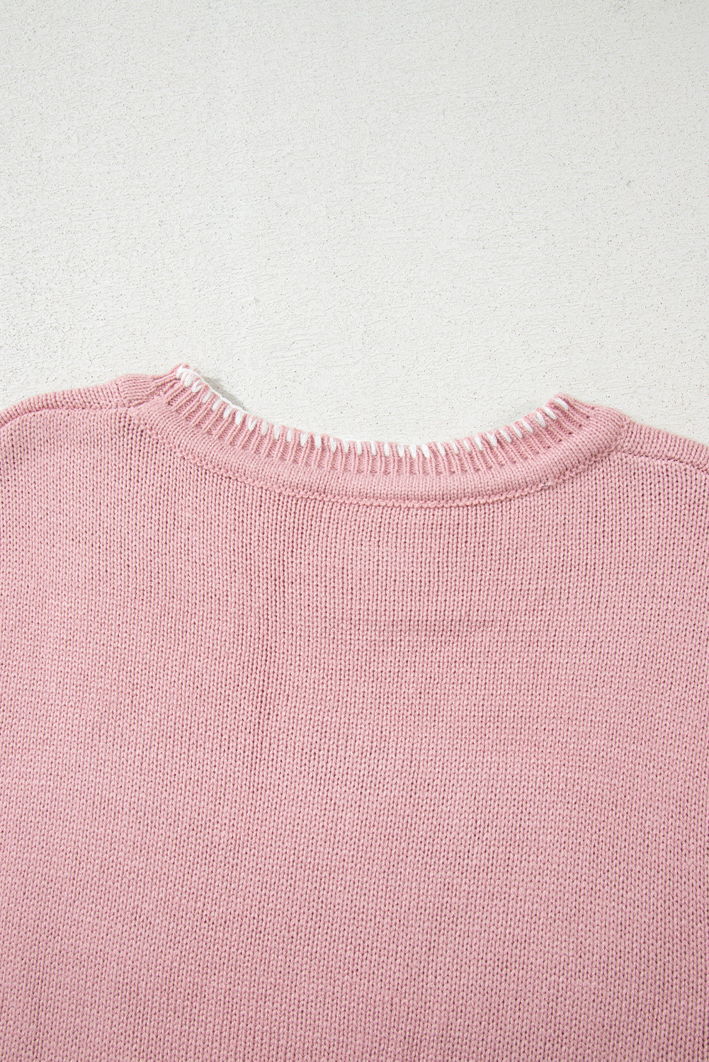 Pink Sweet Bow Drop Sleeve Round Neck Sweater