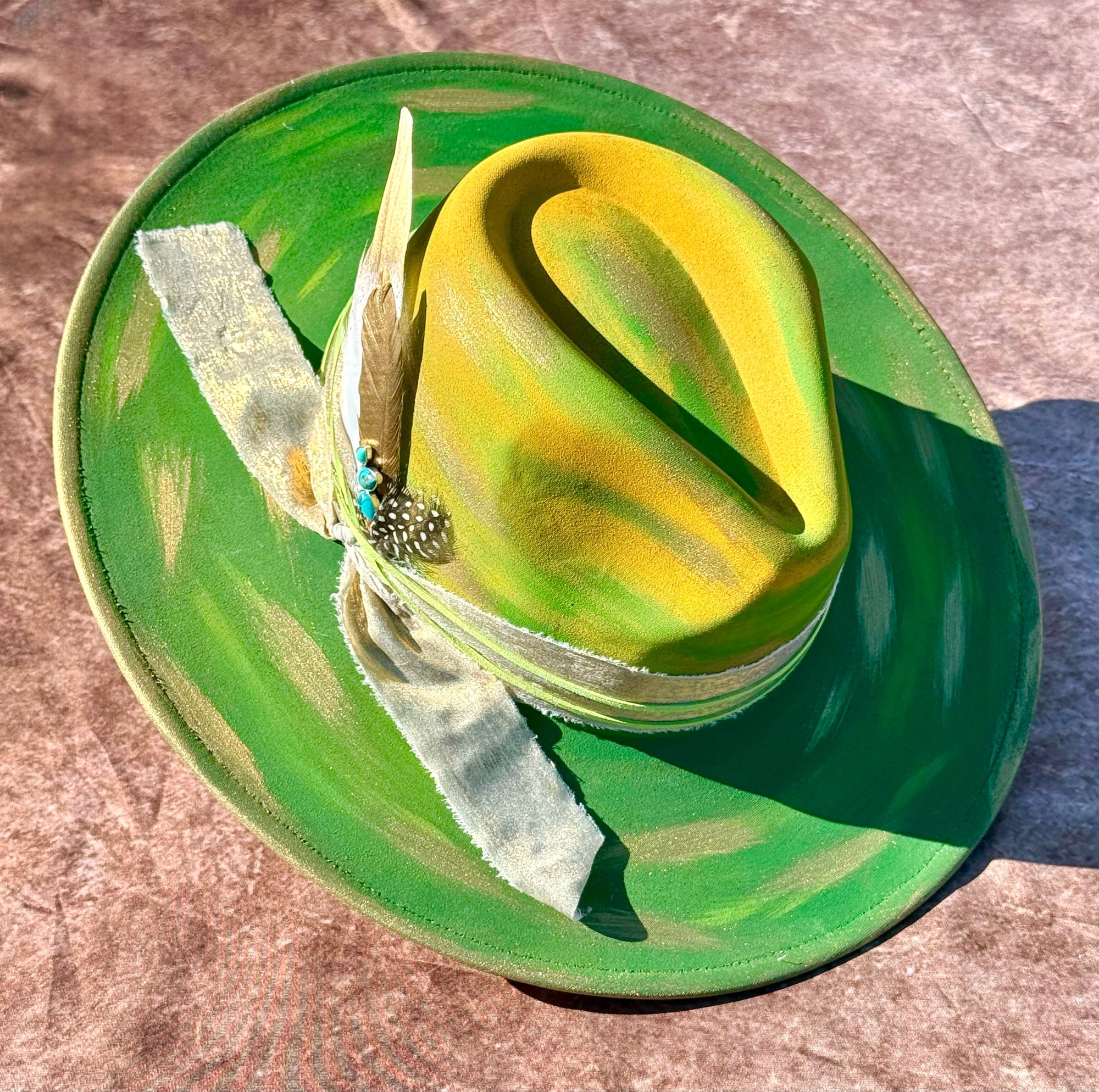 Custom handcrafted limedrop Fedora Hat-0