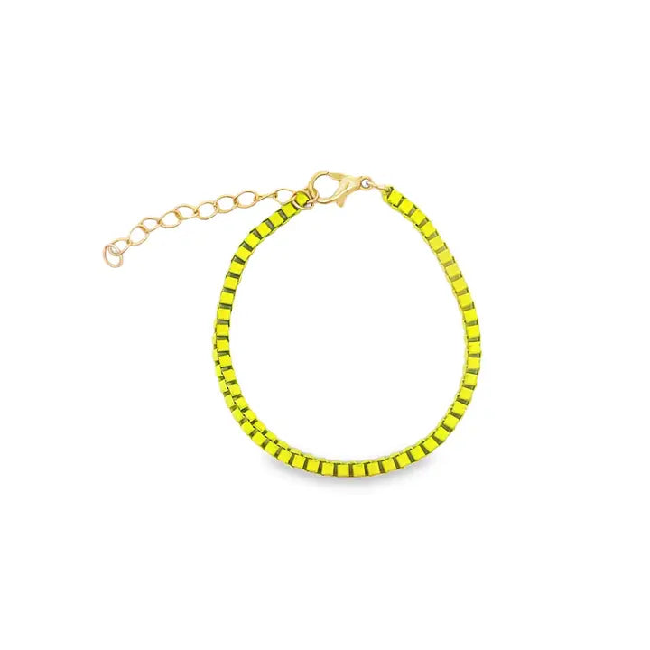 3mm Colorful Enamel Box Chain Bracelet (I324)-2