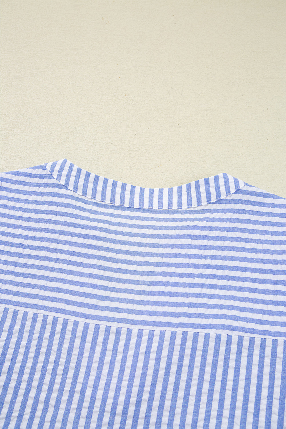 Sky Blue Striped Textured Bracelet Sleeve Tiered Mini Dress