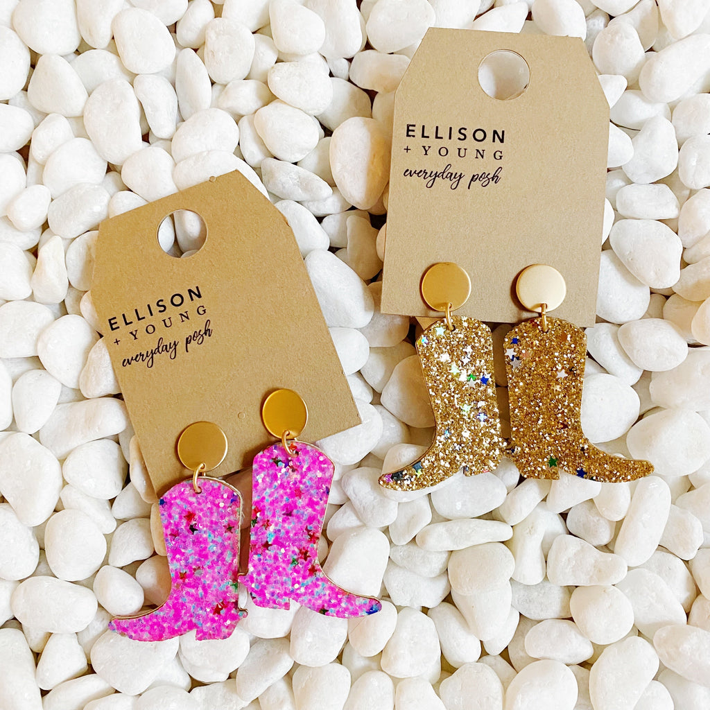 Glittered Up Cowgirl Earrings-1