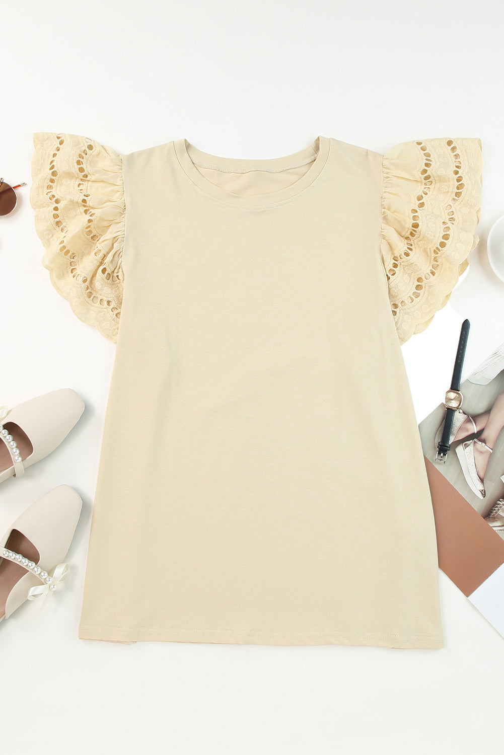 Apricot Plus Size Flutter Sleeve Top