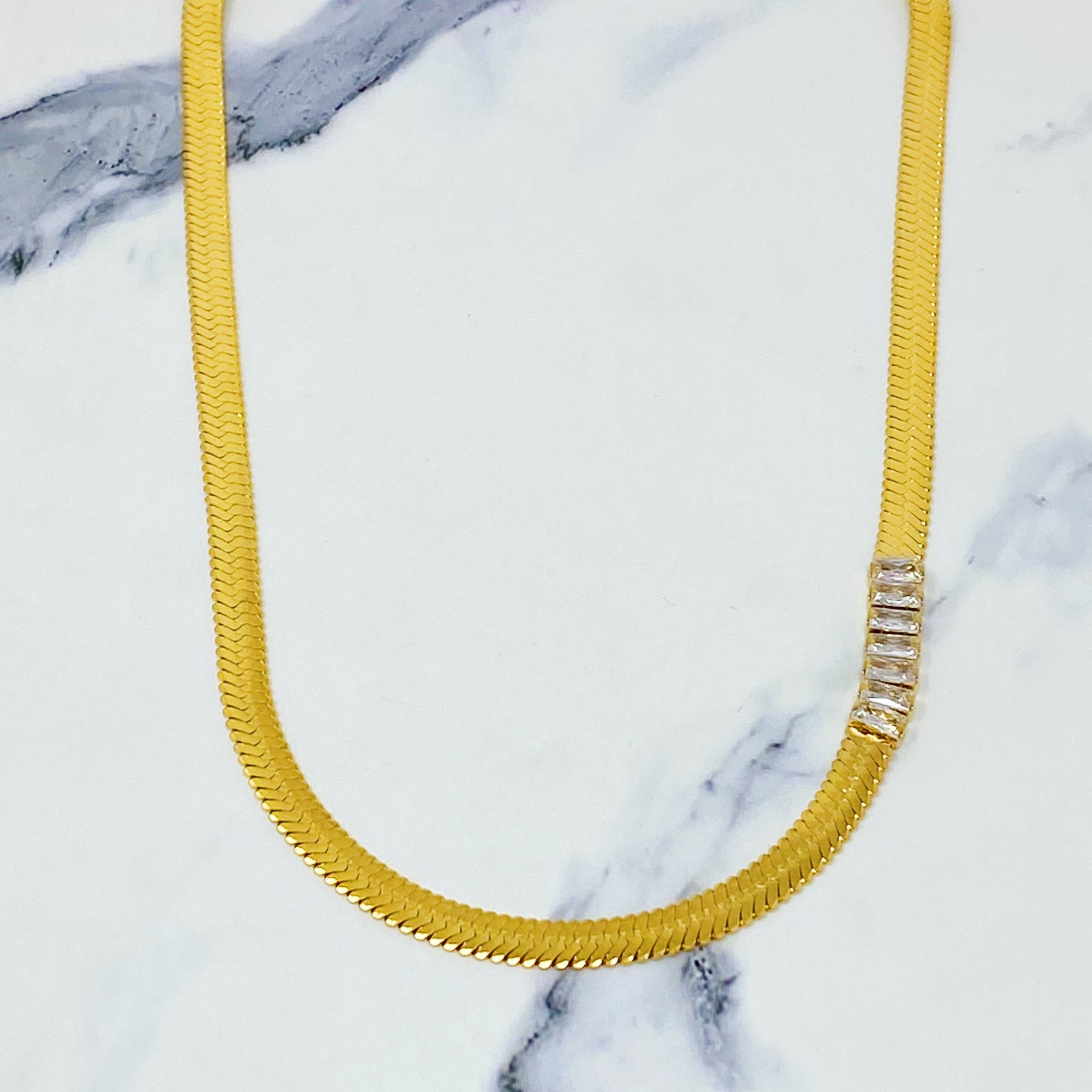 Herringbone Jeweled Necklace-2