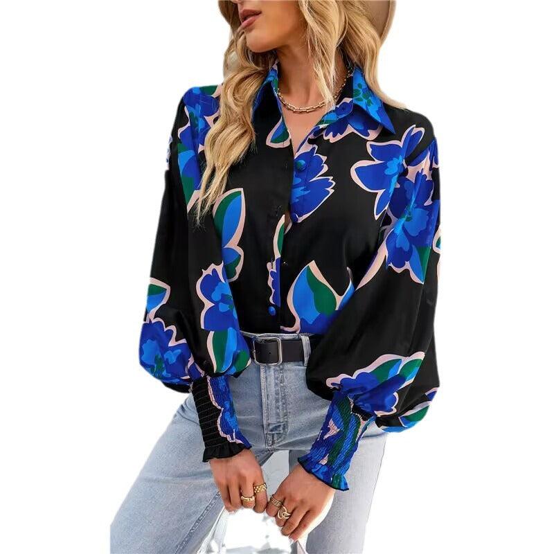 Boho Printed Lantern Sleeve Top – Relaxed Fit Casual Shirt for Country Girls