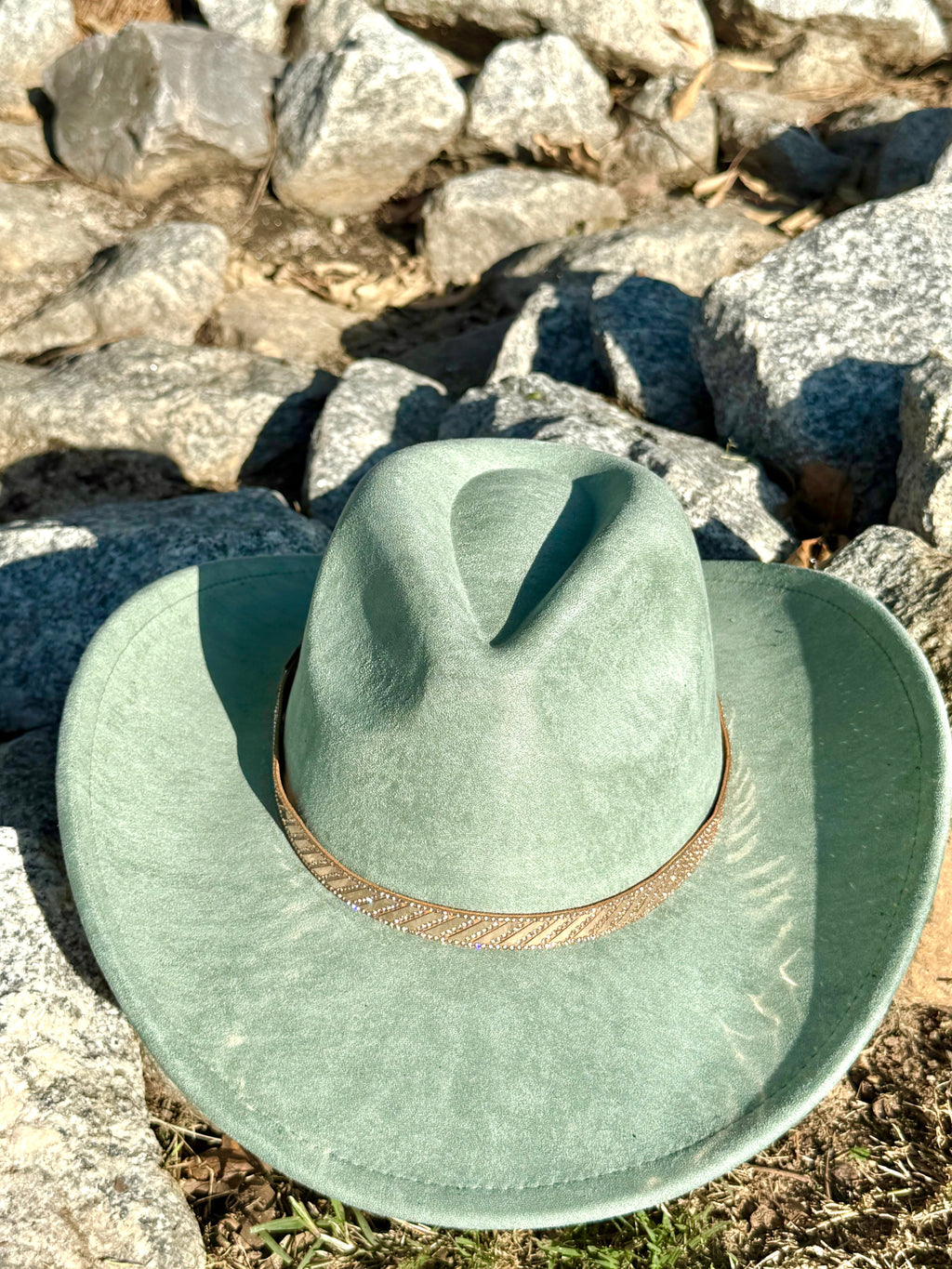 Vegan Suede Cowboy Hat, Hat with Rosegold Accessory, Hat for Burning, Cowboy Hat, Rancher Hat, Hat for customization-0