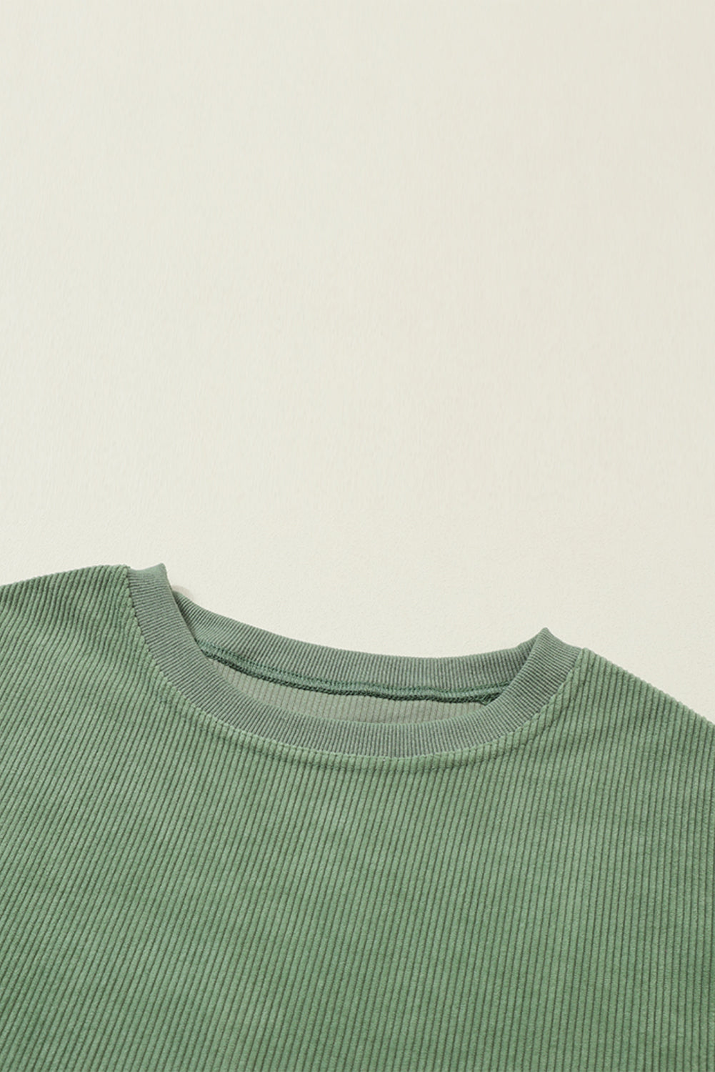 Grass Green Rib Knit Drop Shoulder Oversized Sweatshirt