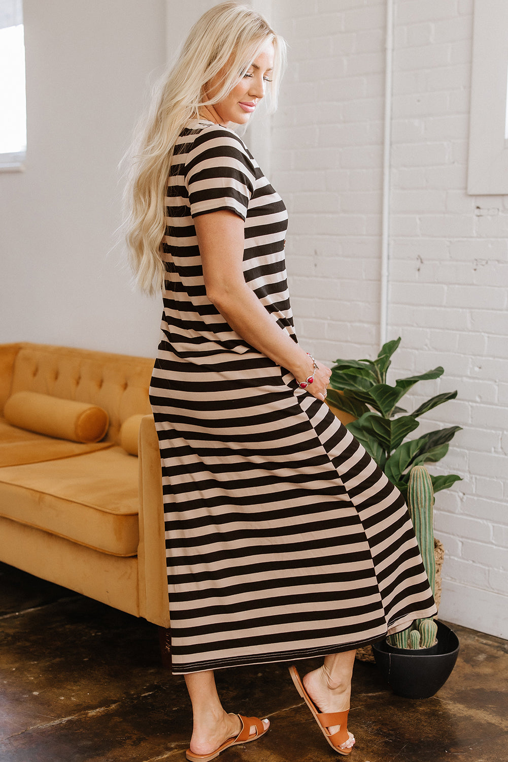 Meilani Stripe T-shirt Maxi Dress-2