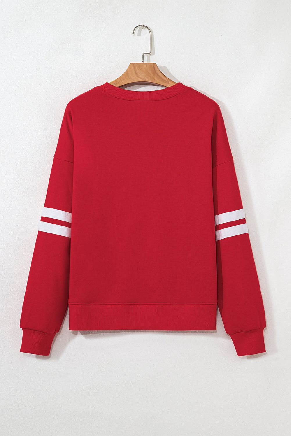 Fiery Red Starry Number 15 Printed Oversize Varsity Sweatshirt