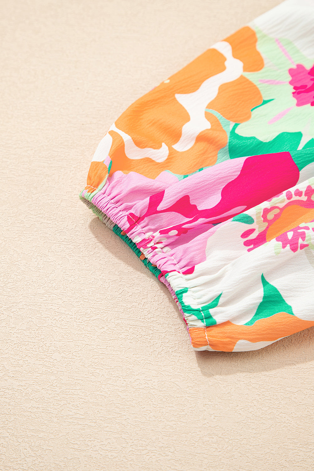 Pink Floral Puff Sleeve Collar Buttoned Babydoll Dress