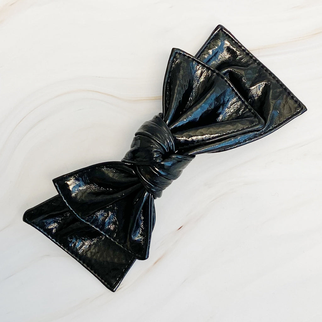 Patent Double Bow Hair Clip-3