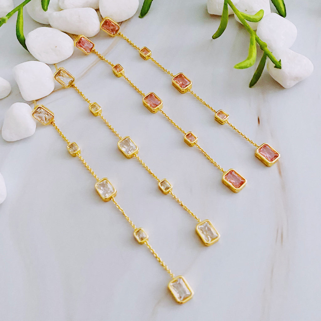 Five Stones Dangle Drop Earrings-0