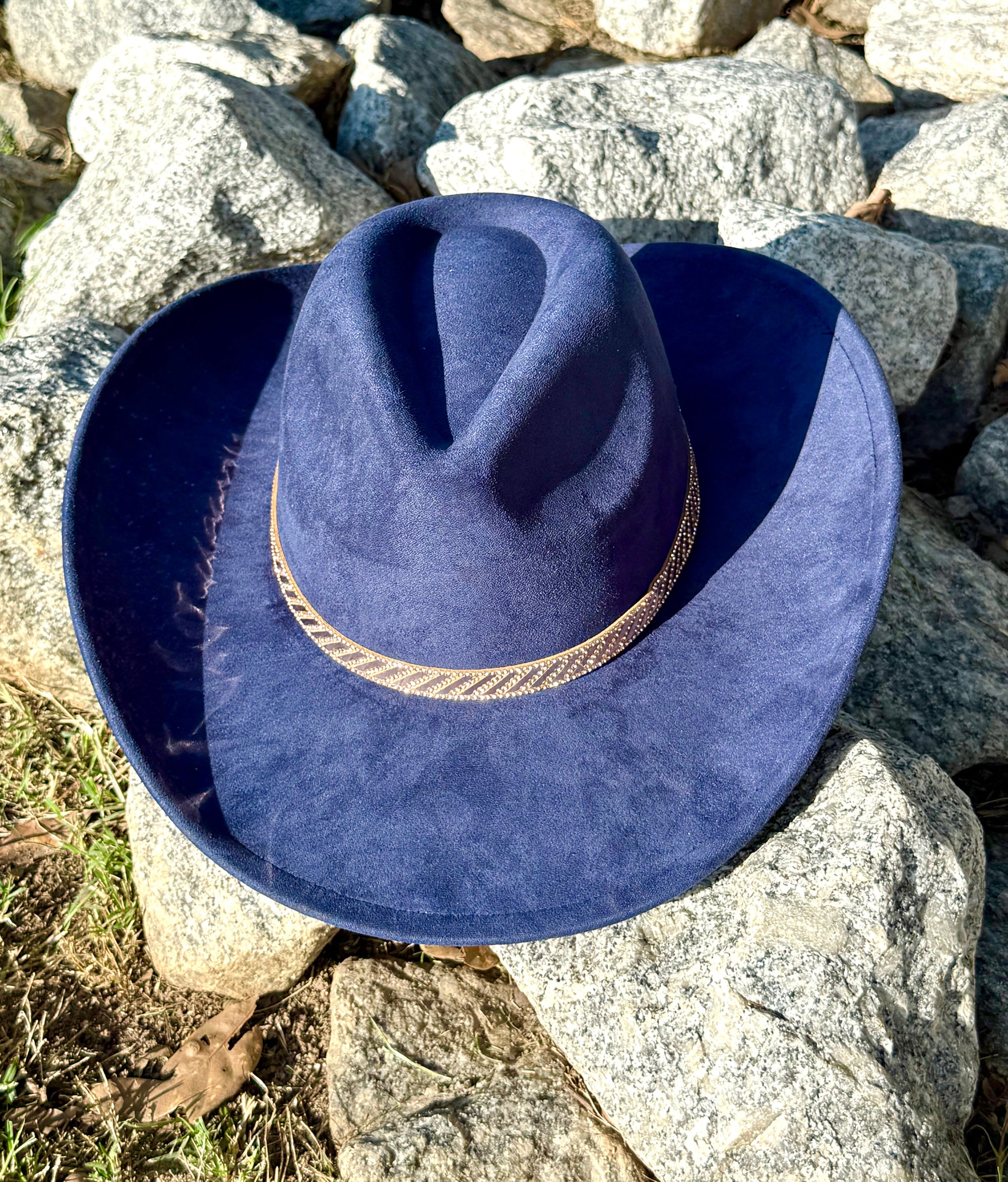 Vegan Suede Cowboy Hat, Hat with Rosegold Accessory, Hat for Burning, Cowboy Hat, Rancher Hat, Hat for customization-0