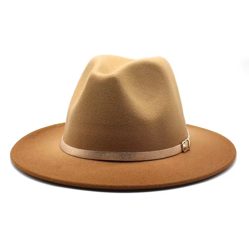 Gradient Fedora Hat-Cognac-0