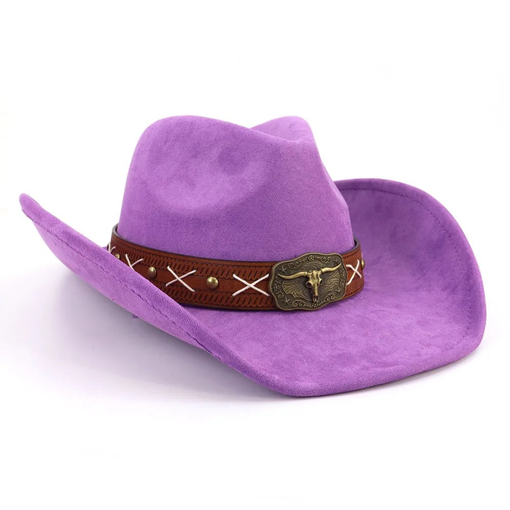 Suede Cowboy Hat, Hat with Crossroads Accessory, Hat for Burning, Cowboy Hat, Rancher Hat, Hat for customization-2