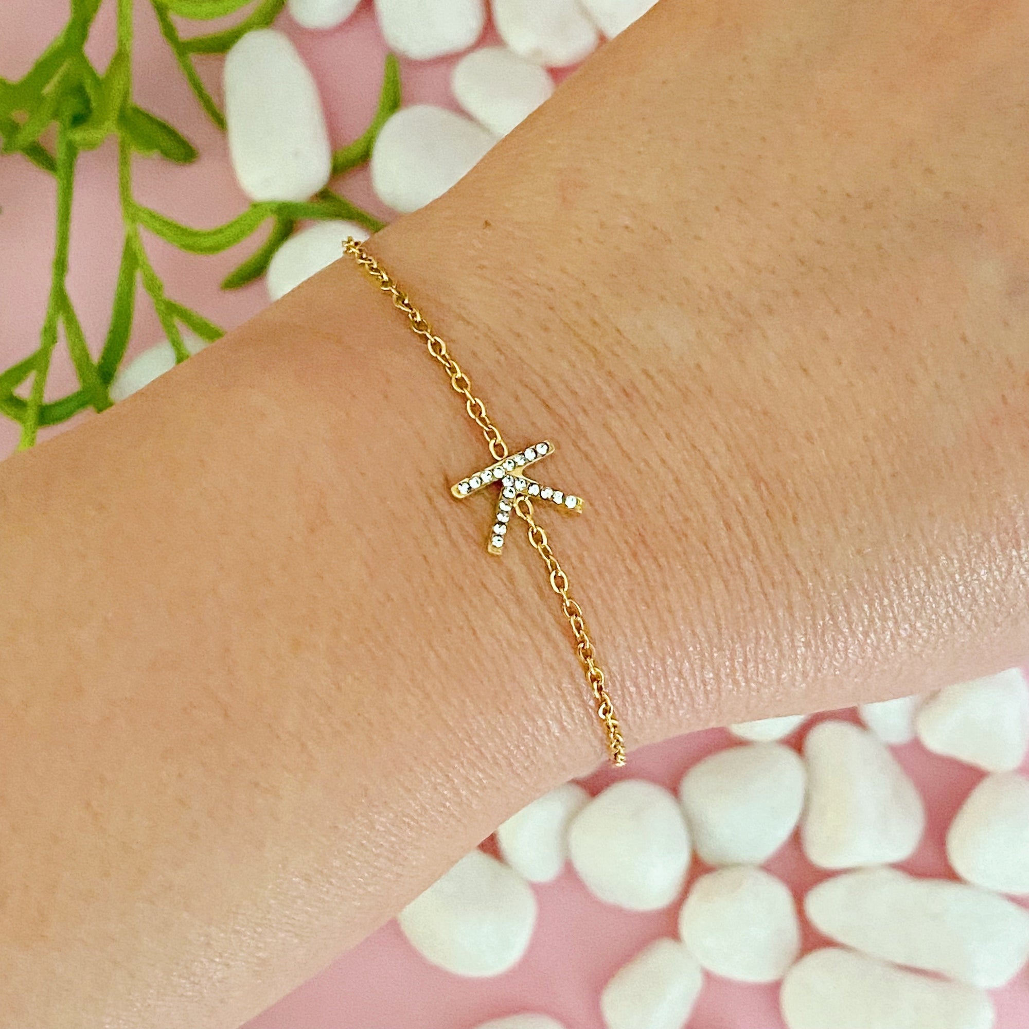 Dainty Sparkle Initial Bracelet-13