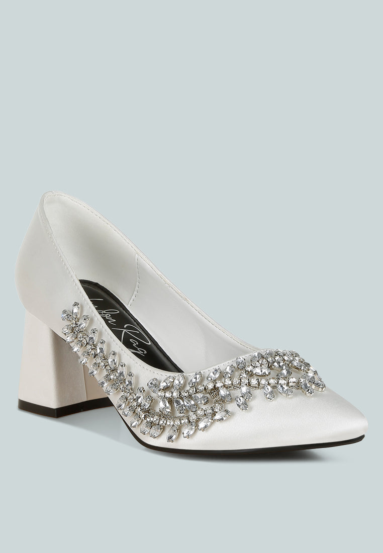 Abatina Satin Diamante Embellished Pumps-1