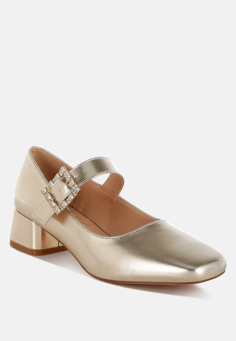 Abeba Diamante Brooch Metallic Mary Jane Pumps-1