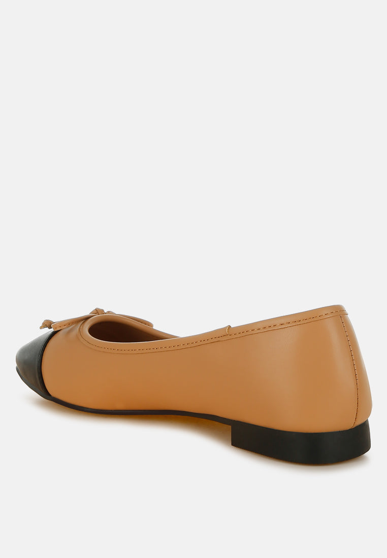 Acino Faux Leather Bow Detail Ballerinas-2