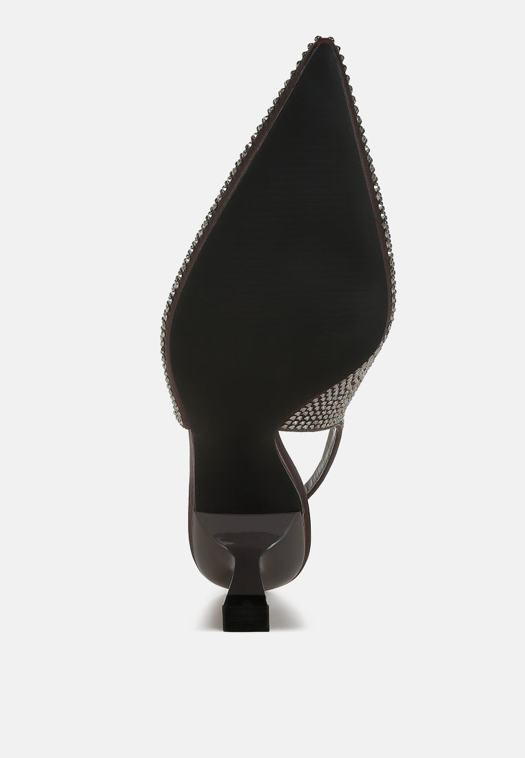 Amashi Rhinestones Embellished Slingback Sandals-4