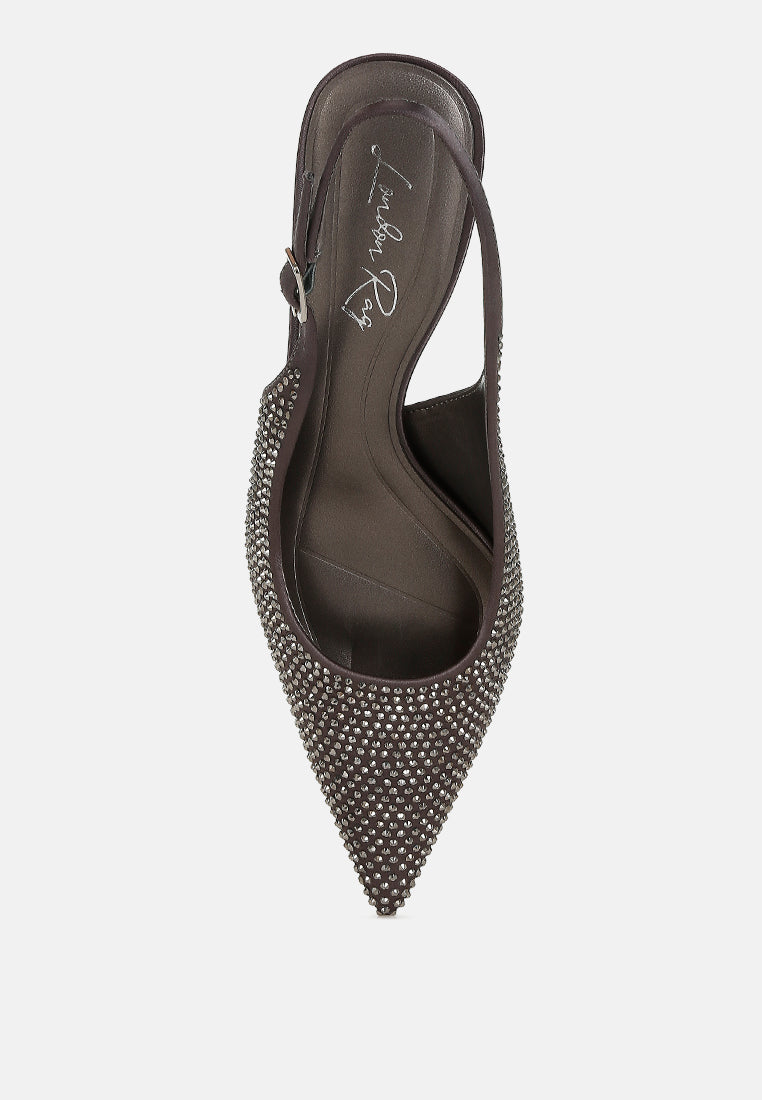 Amashi Rhinestones Embellished Slingback Sandals-3