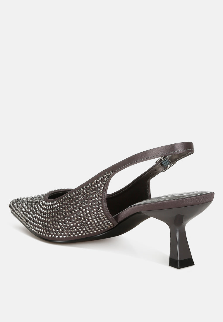 Amashi Rhinestones Embellished Slingback Sandals-2