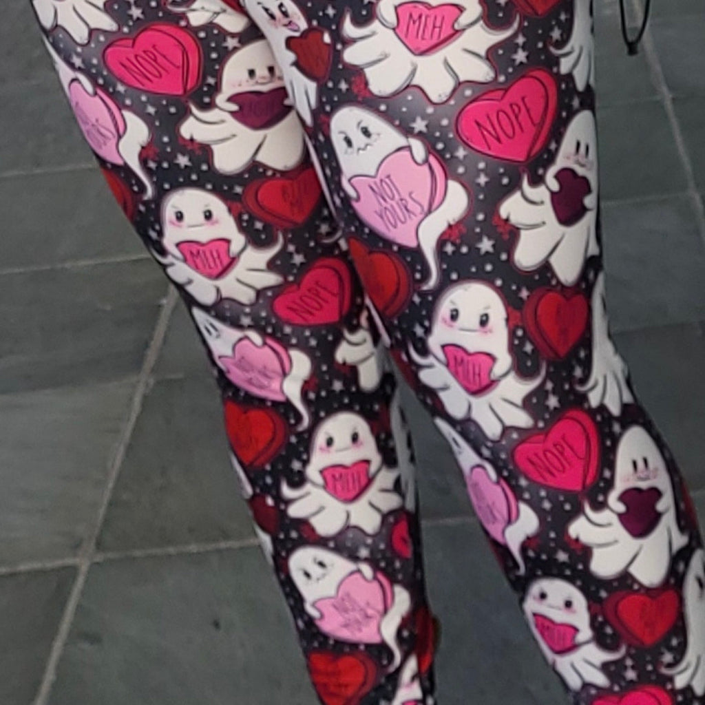 Anti-Love Ghosties (Semi-Exclusive) - Ghost Hearts Valentine's Day Love High-quality Handcrafted Vibrant Leggings