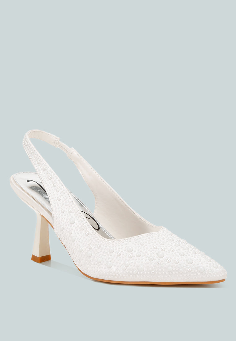 Ararki Luxurious Satin Pearl Slingback Sandals-1
