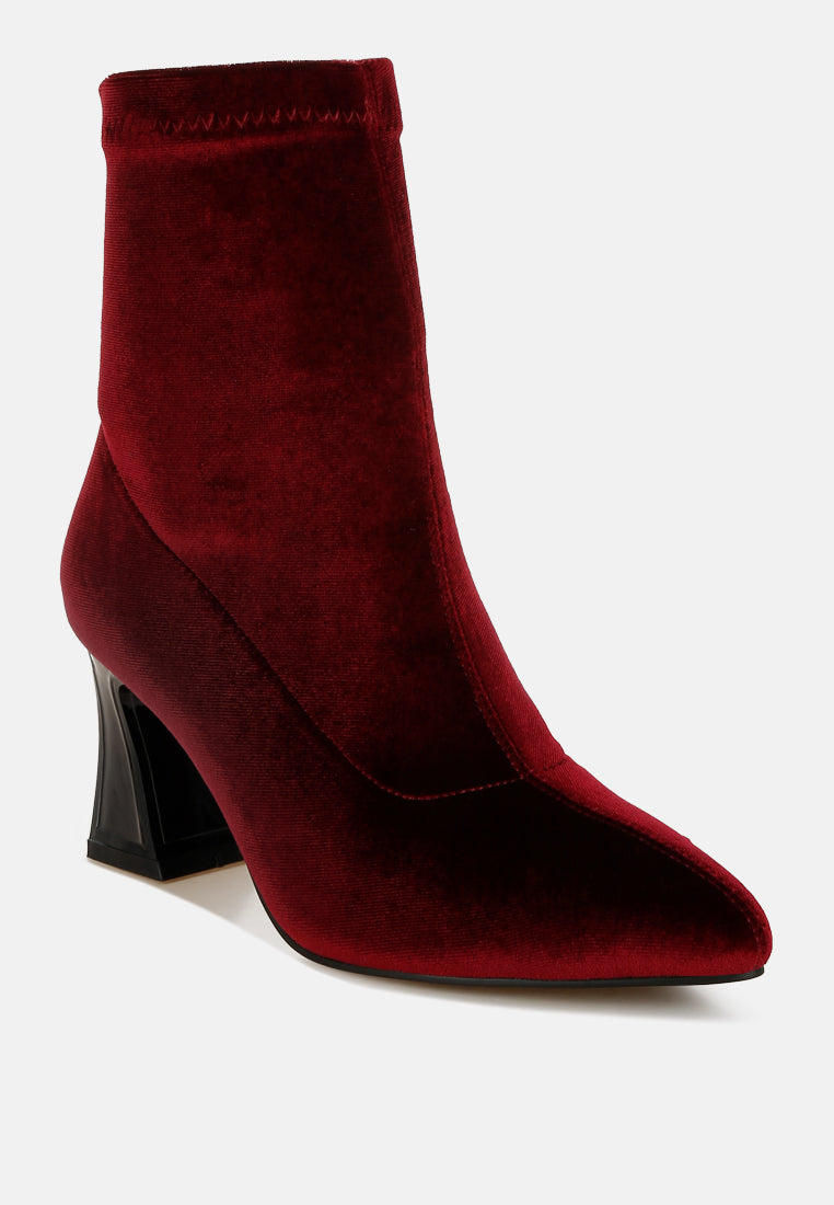 Arcturus Flared Block Heel Velvet Boots-1