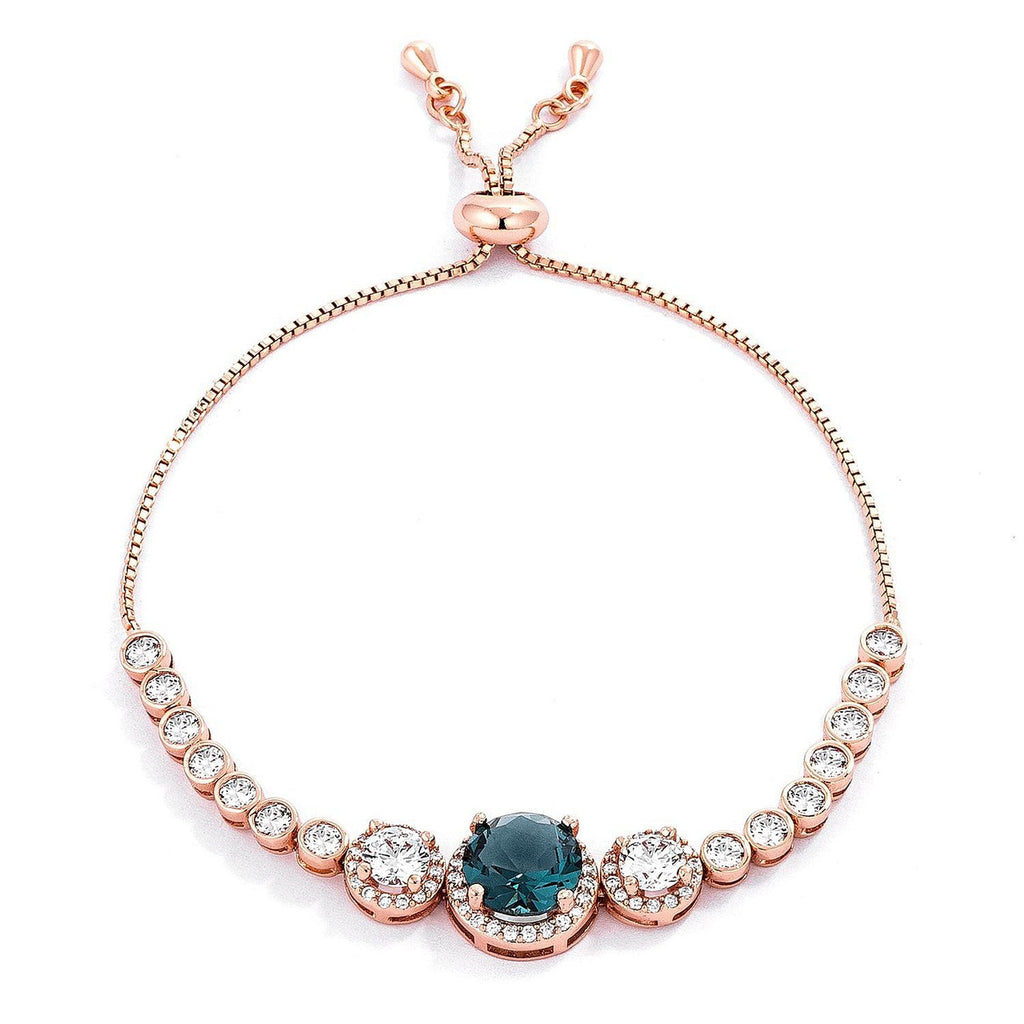 Adjustable Rose Gold Plated Graduated CZ Bolo Style Tennis Bracelet-1