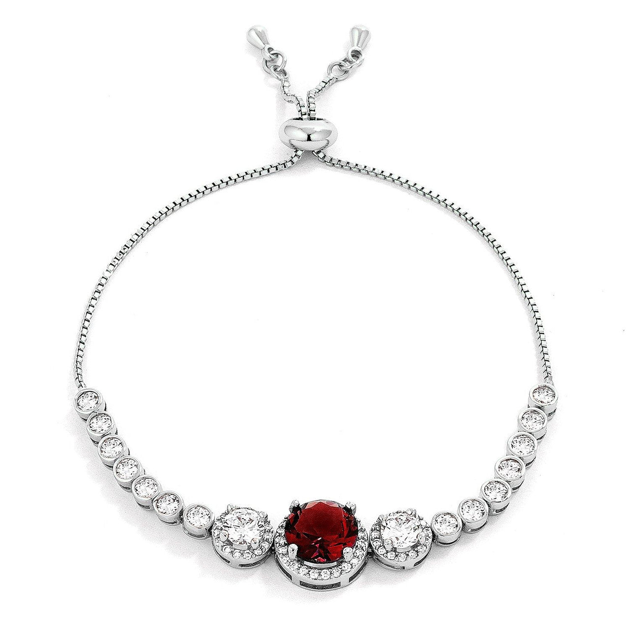 Deep Red and Clear CZ Bolo Style Tennis Bracelet-0