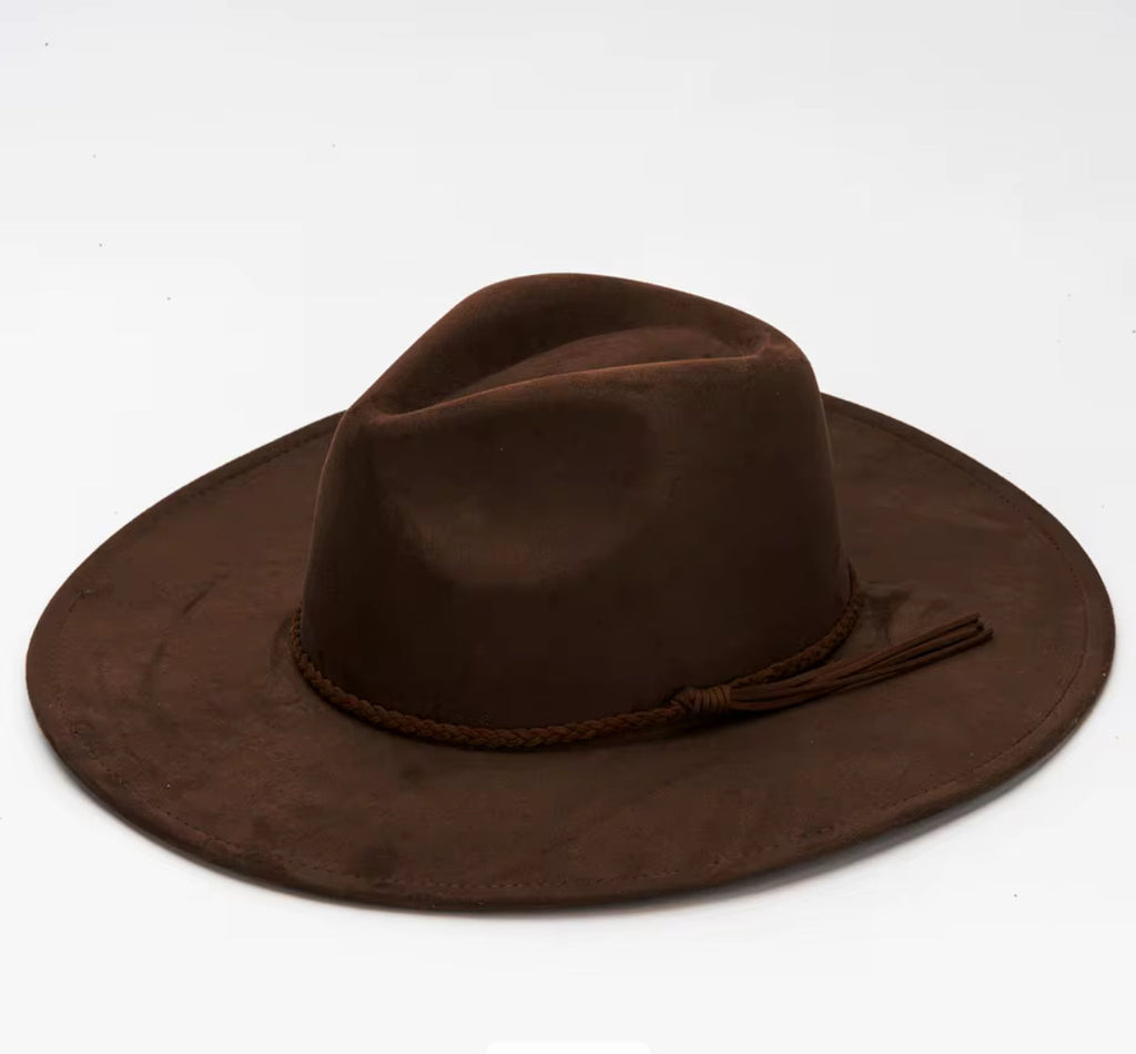 Premium Vegan Tribal Suede Fedora Hat-7