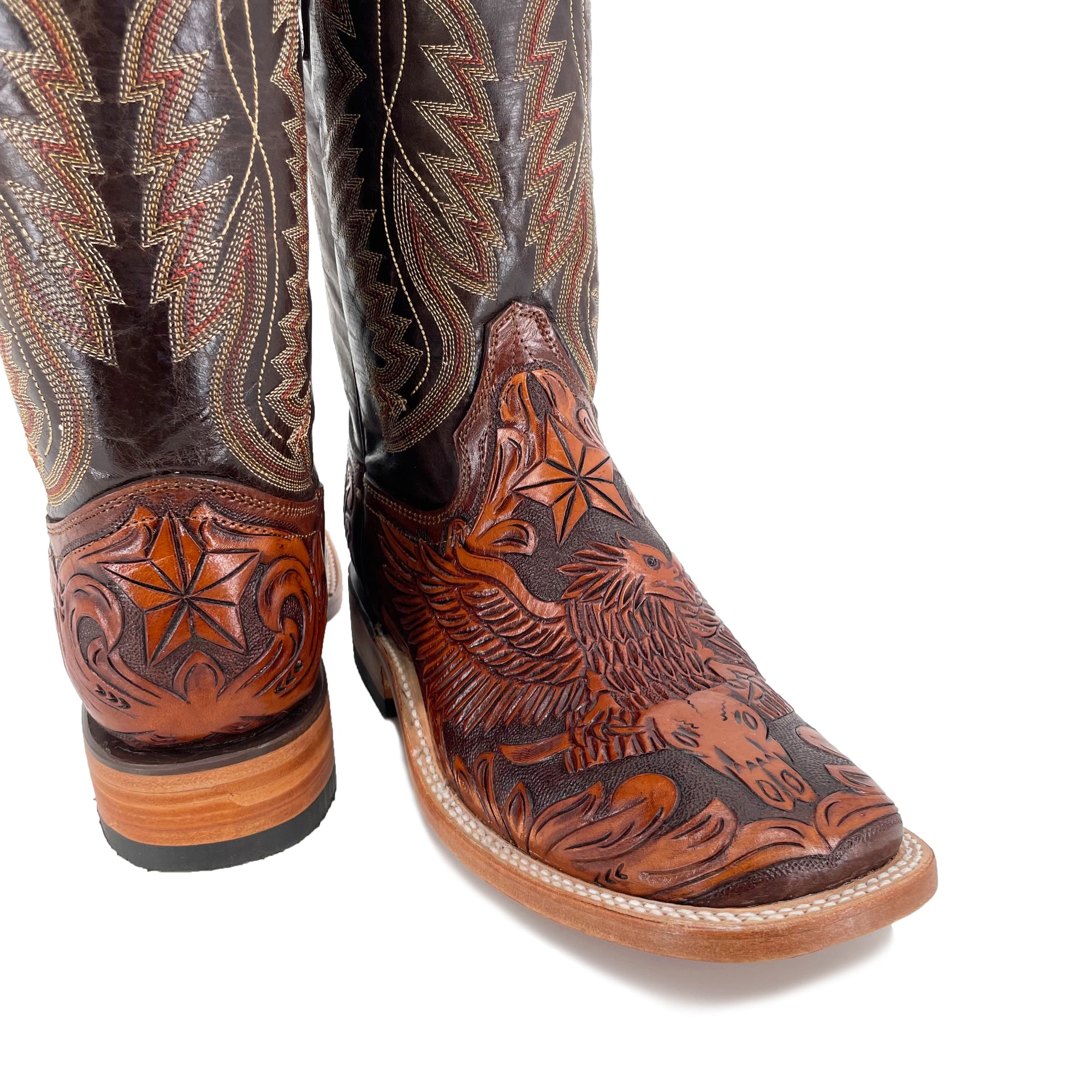 Men's Bulldog Hand Tooled Boots- Wrath of the Eagle Bitone