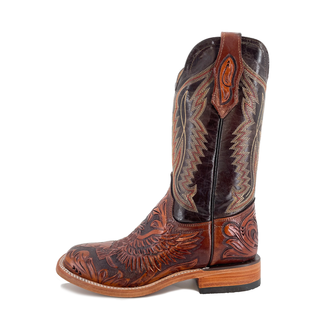 Men's Bulldog Hand Tooled Boots- Wrath of the Eagle Bitone