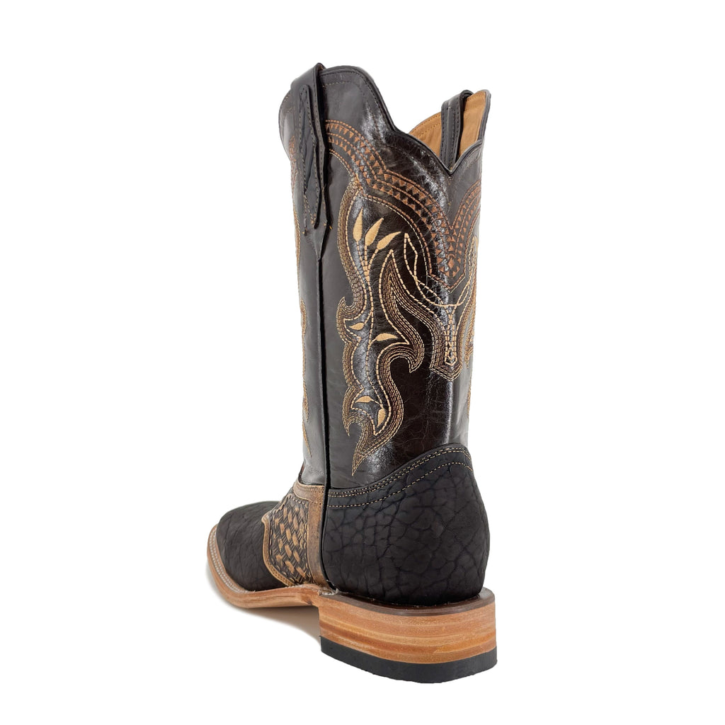 Men's Bulldog Hand Tooled Boots- Bull Neck Brown