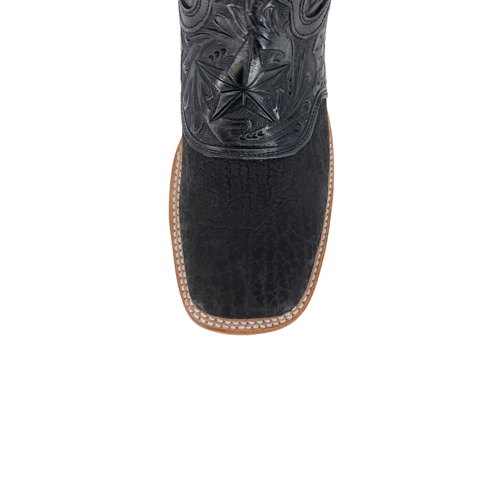 Men's Bulldog Hand Tooled Boots - Bull Neck Black