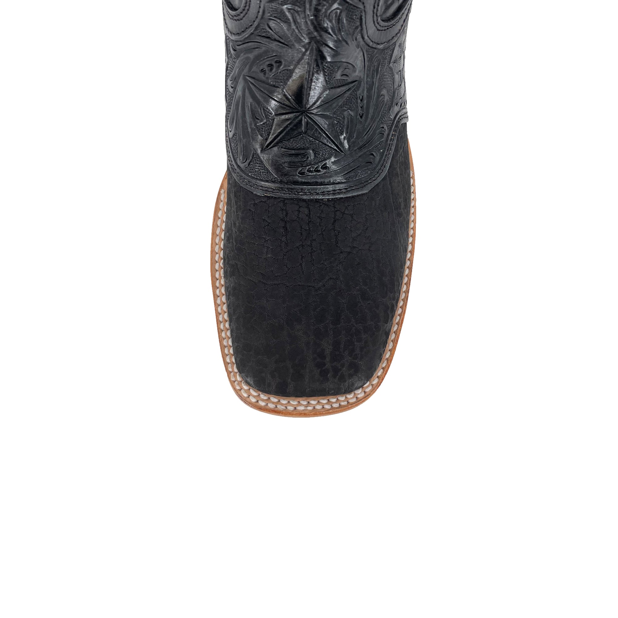 Men's Bulldog Hand Tooled Boots - Bull Neck Black