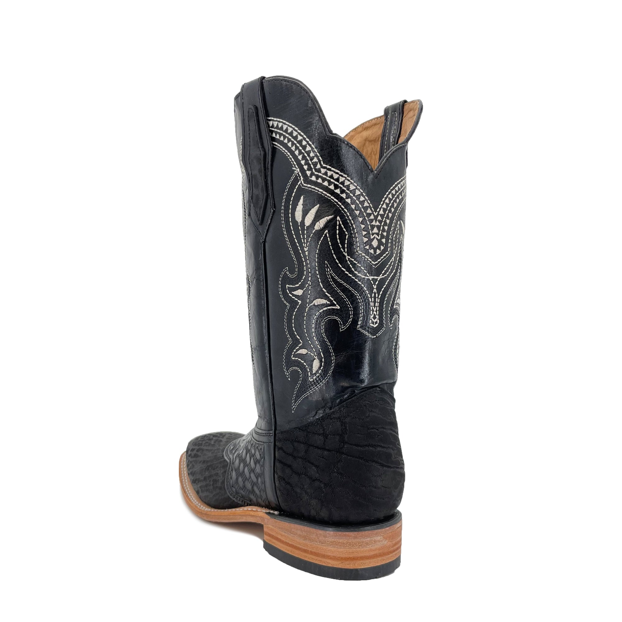 Men's Bulldog Hand Tooled Boots - Bull Neck Black