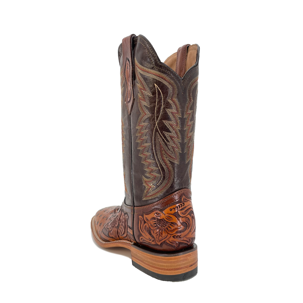 Men's Bulldog Hand Tooled Boots - American Flag w/ Bald Eagle