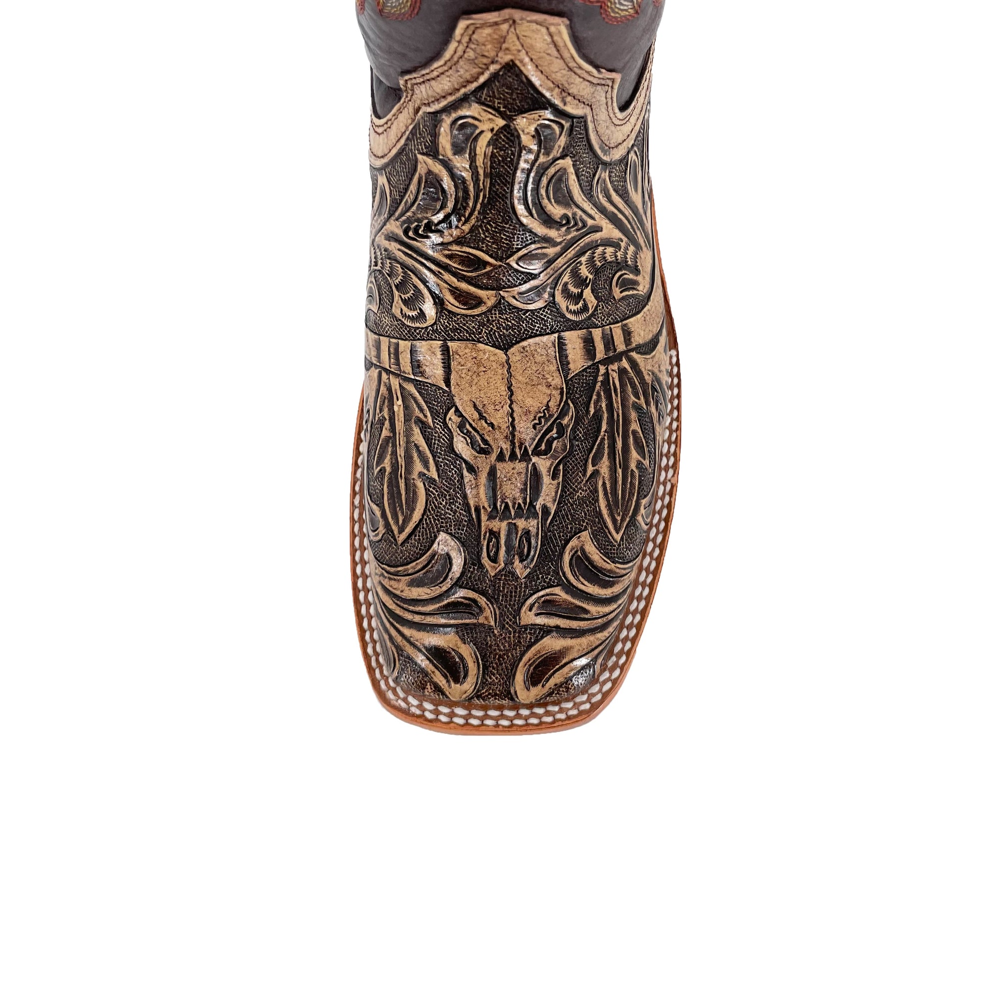 Men's Bulldog Handtooled Boots - Long Horn Rustic