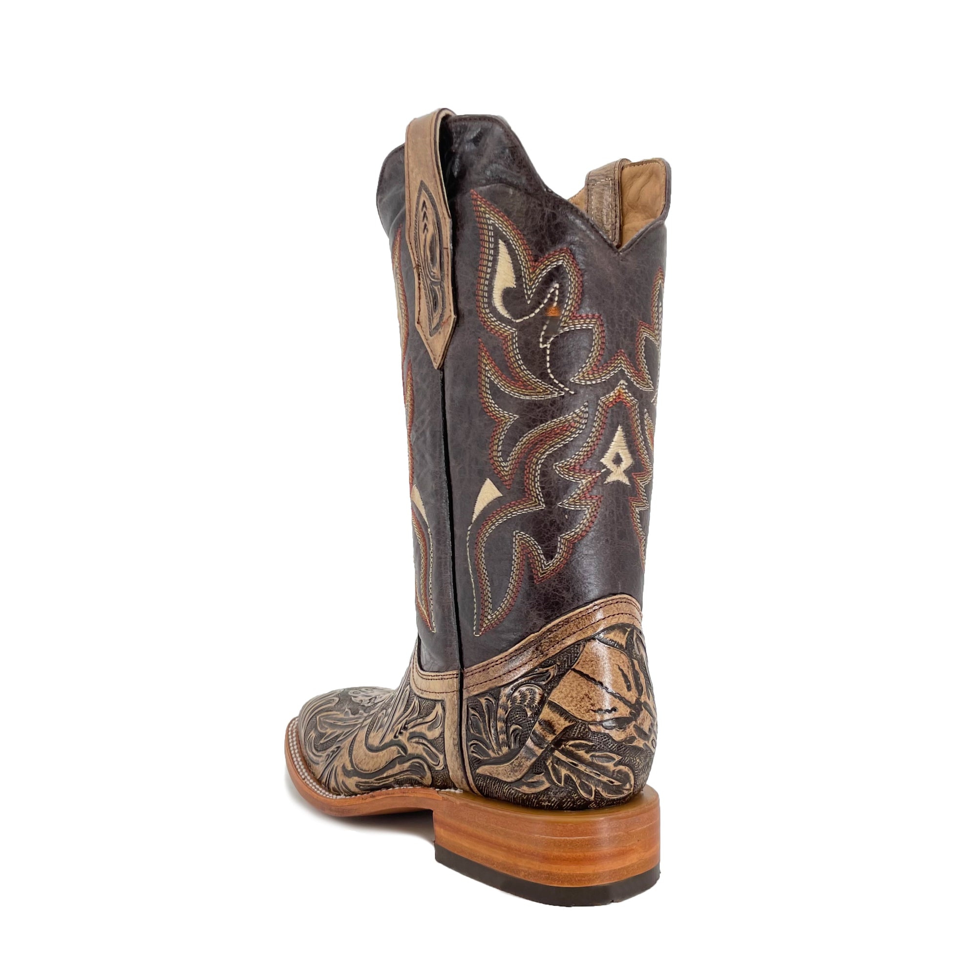 Men's Bulldog Handtooled Boots - Long Horn Rustic