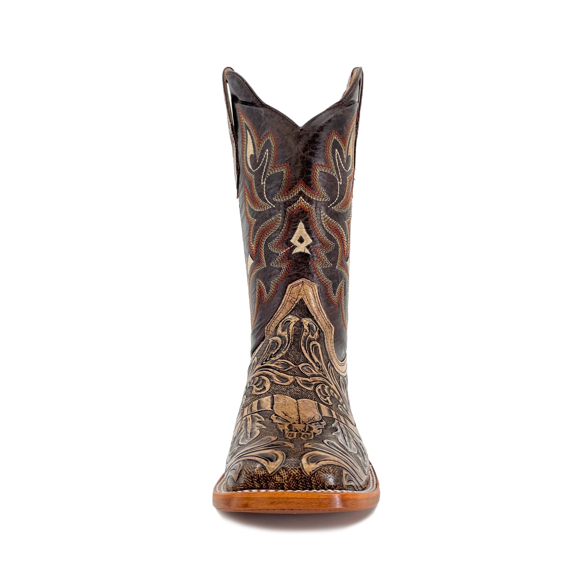 Men's Bulldog Handtooled Boots - Long Horn Rustic