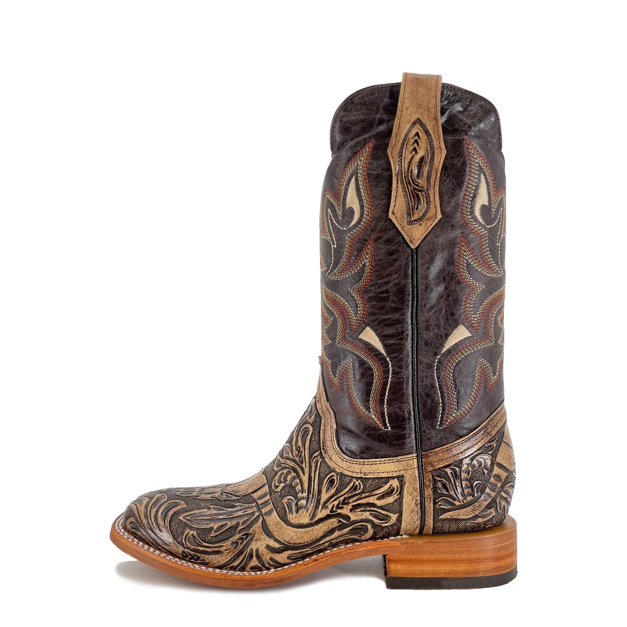 Men's Bulldog Handtooled Boots - Long Horn Rustic