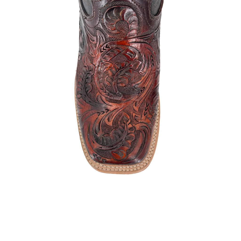 Women's Bulldog Hand Tooled Boots - Old Leaf Cognac